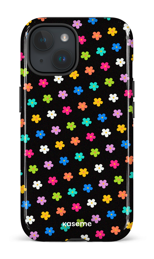 iPhone 15 Tough (Gloss) Joyful Flowers Black -