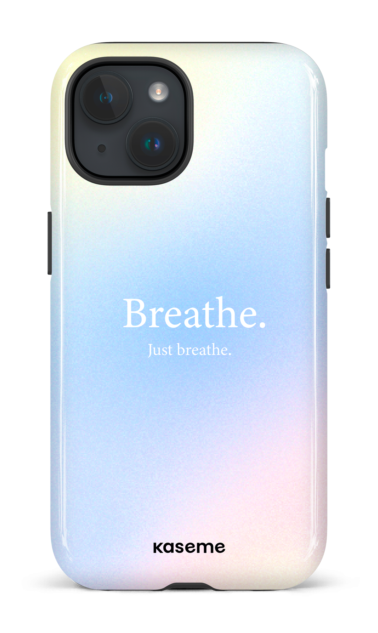 iPhone 15 Tough (Gloss) Just breathe blue -